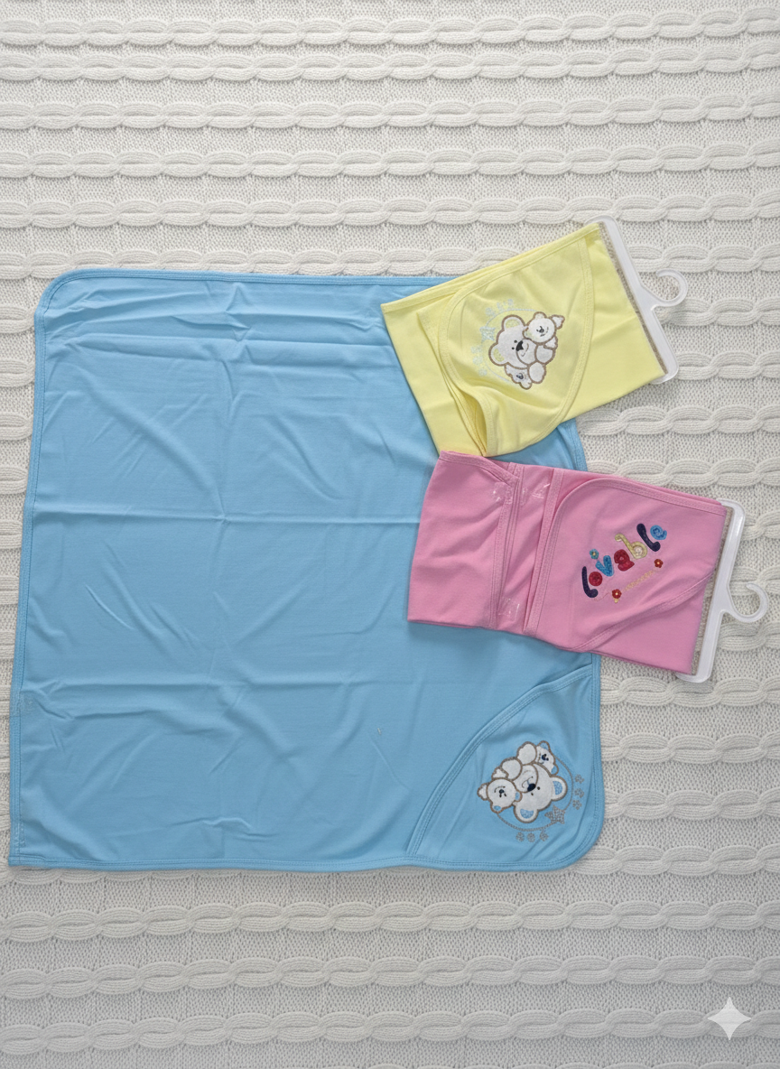 3-Piece Newborn Hooded Swaddle Set
