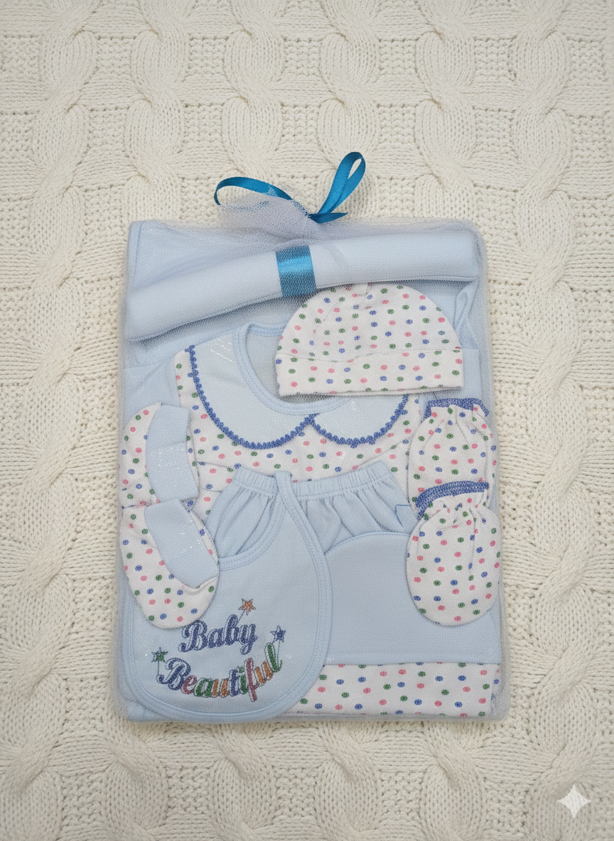 8-Piece Sky Blue Baby Essentials Gift Pack