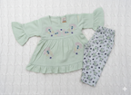 White & Indigo Hand-Stitched Tunic with Coordinating Patterned Pants