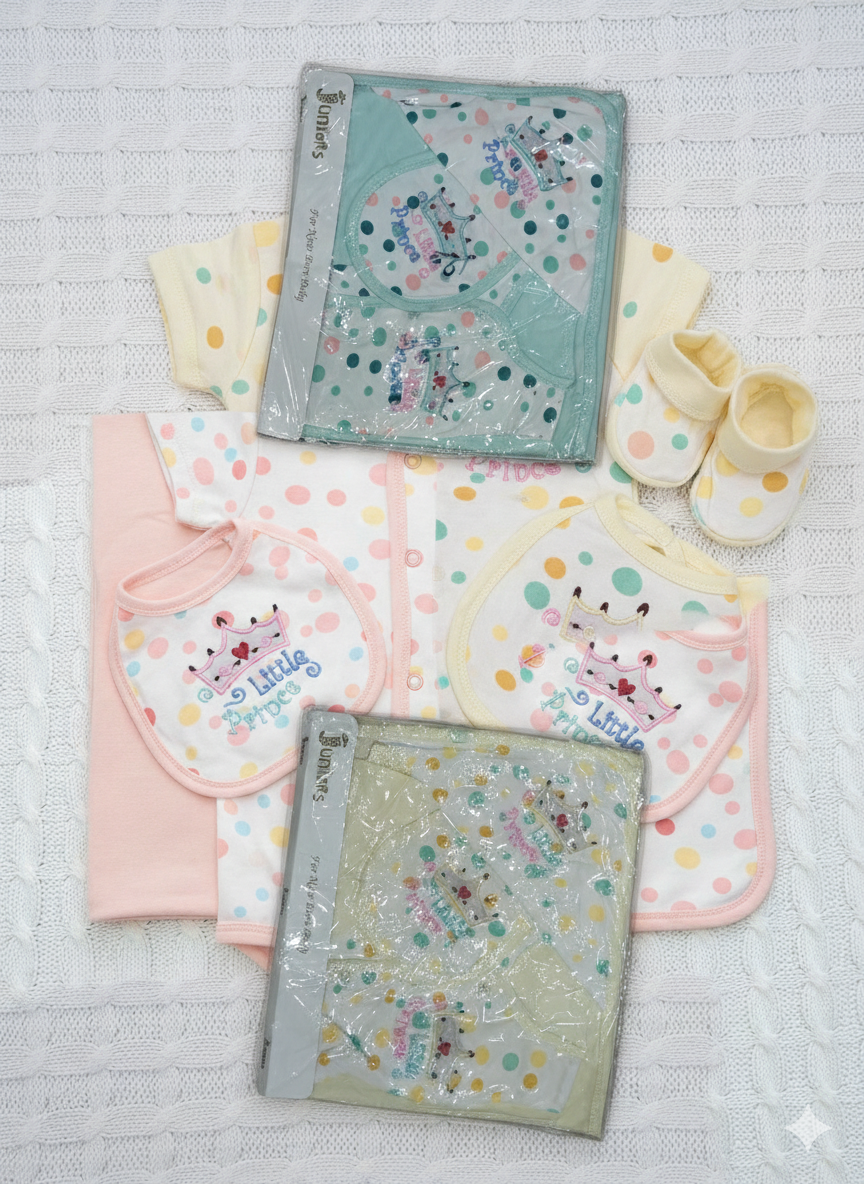 Polka Dot Romper & Accessories Set with Crown Embroidery