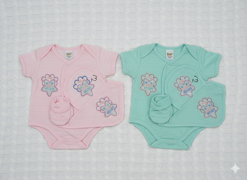 Polka Dot Romper & Accessories Set with Crown Embroidery