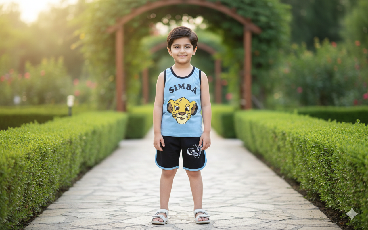 Boys' Simba Lion King Print Sando and Shorts Summer Set