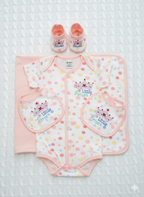 Polka Dot Romper & Accessories Set with Crown Embroidery