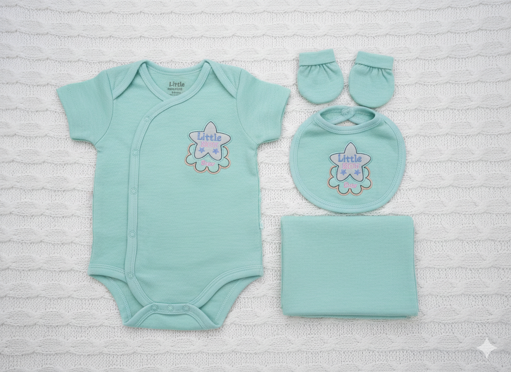 Polka Dot Romper & Accessories Set with Crown Embroidery