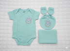 Polka Dot Romper & Accessories Set with Crown Embroidery