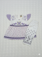 White & Indigo Hand-Stitched Tunic with Coordinating Patterned Pants