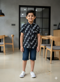 Kids' Urban Style Alphabet Patterned Button-Down Shirt