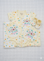 Polka Dot Romper & Accessories Set with Crown Embroidery