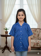 Mint Green Notch-Collar Shirt with Delicate Prints