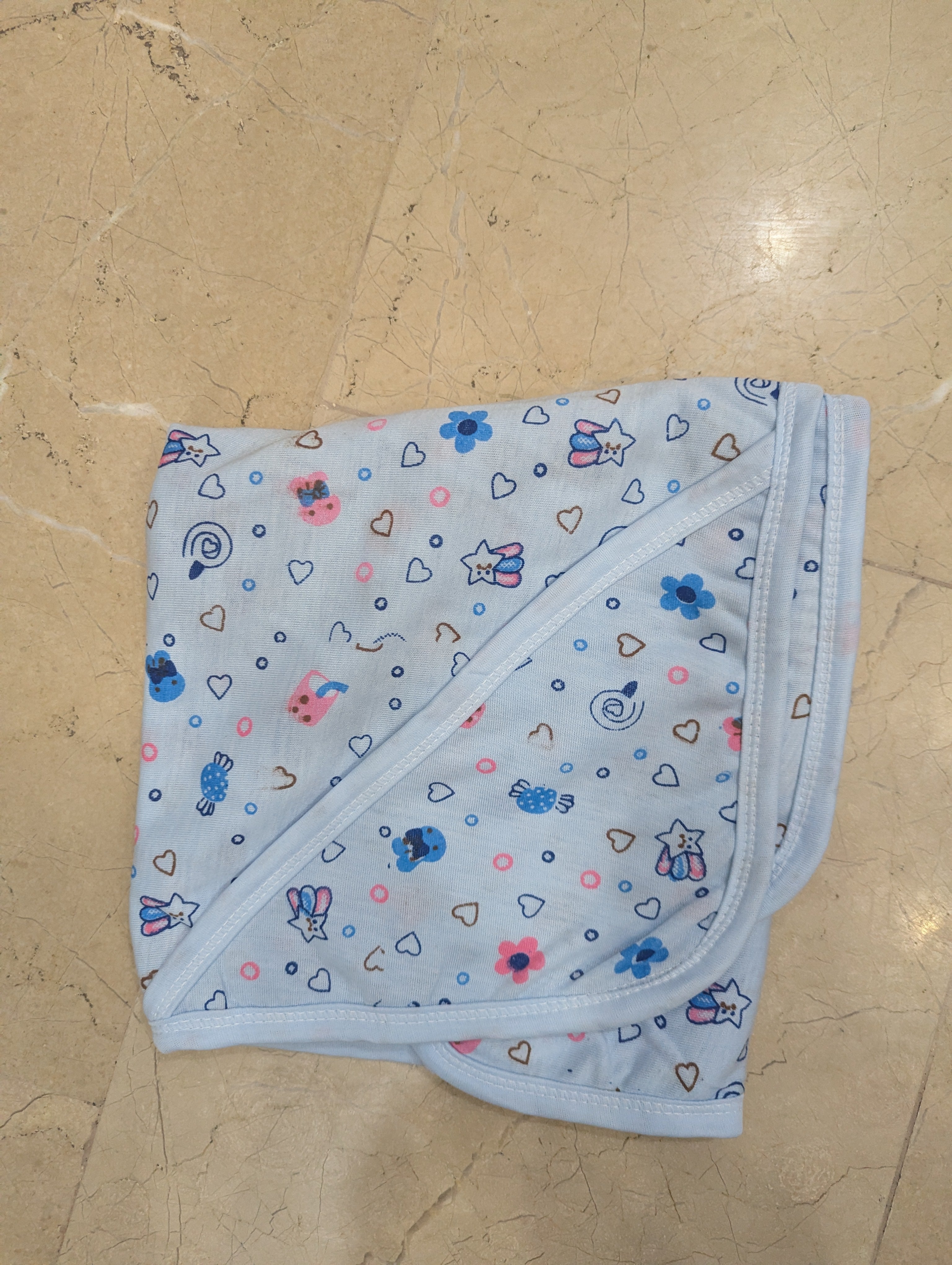 Assorted Pastel Printed Baby Wraps – Blue, Pink, and Peach