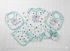 Polka Dot Romper & Accessories Set with Crown Embroidery