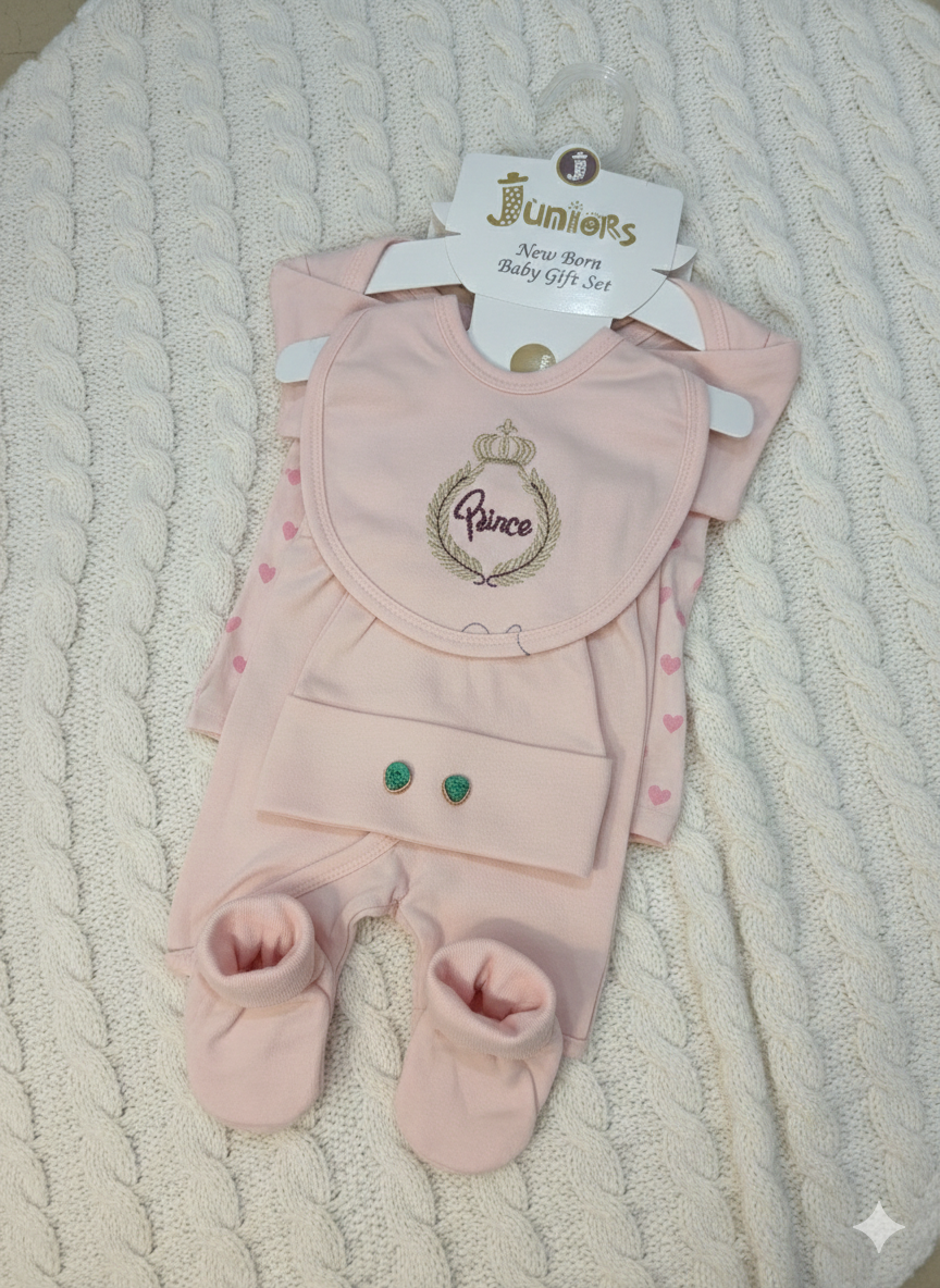 11 Piece - Premium Cotton Newborn Outfit with Heart-Print Sleeves