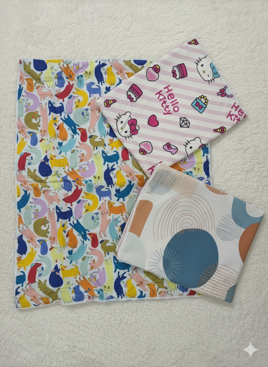 Soft Cotton Baby Blankets featuring Character Graphics and Modern Shapes