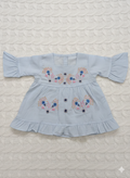 Vintage-Inspired Embroidered Newborn Tunic in Premium Light Blue Cotton