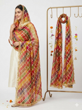 Vibrant Elegance: Multi-Color Checkered Gota Patti Dupatta