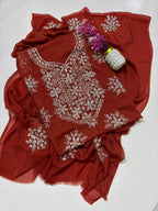 Exquisite Silver Bloom Chiffon Suit