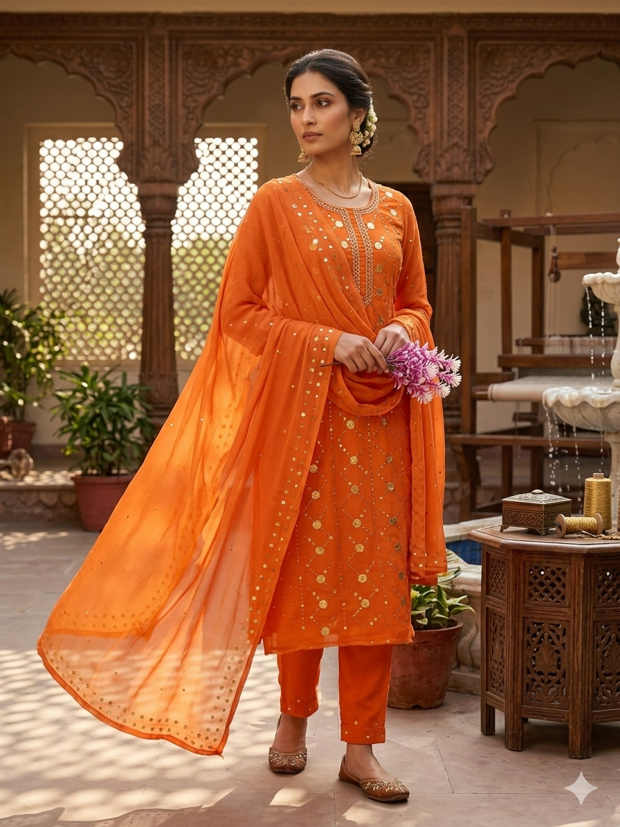 Chiffon with Traditional Tarkashi Work