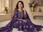 Exquisite Silver Bloom Chiffon Suit