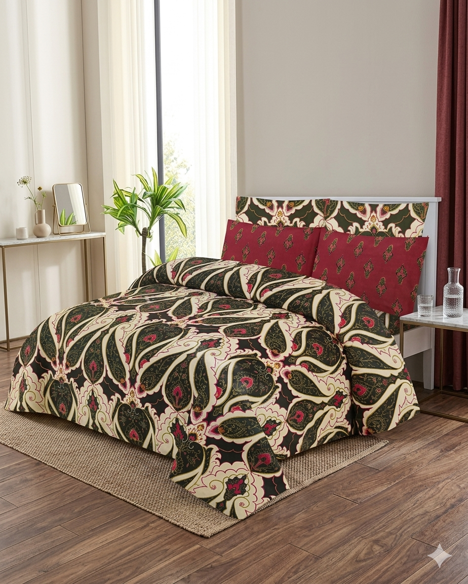 Luxury Maroon & Emerald Green Traditional Motif Be