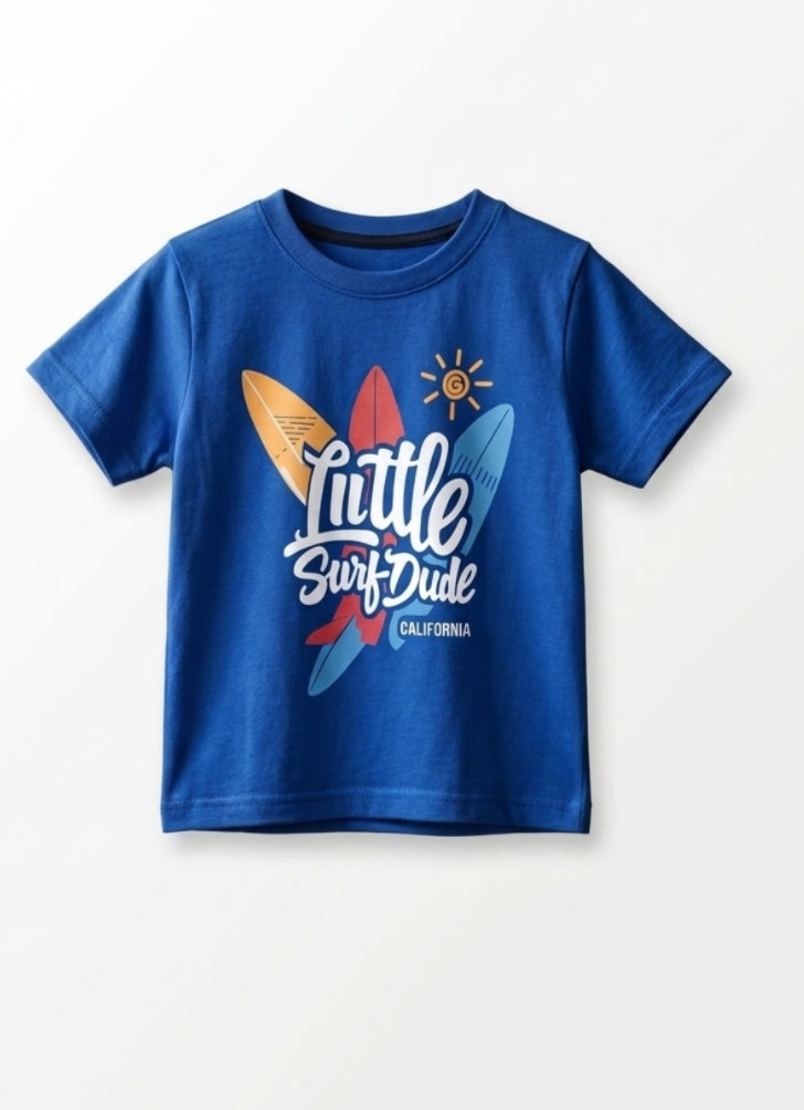 Vibrant Blue Kids' Surfboard Tee