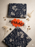 Elegant Navy Blue Floral Printed Unstitched Lawn Suit