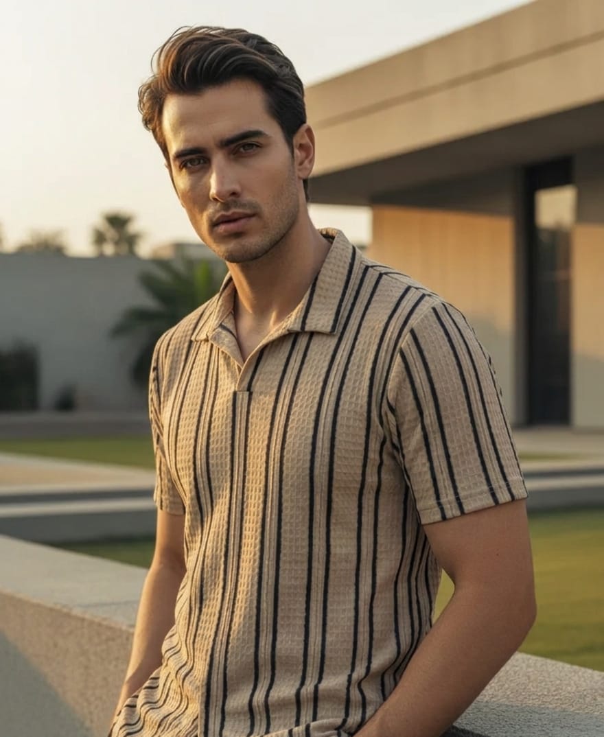 Modern Old Money Luxury Stripe Polo