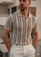 Modern Old Money Luxury Stripe Polo