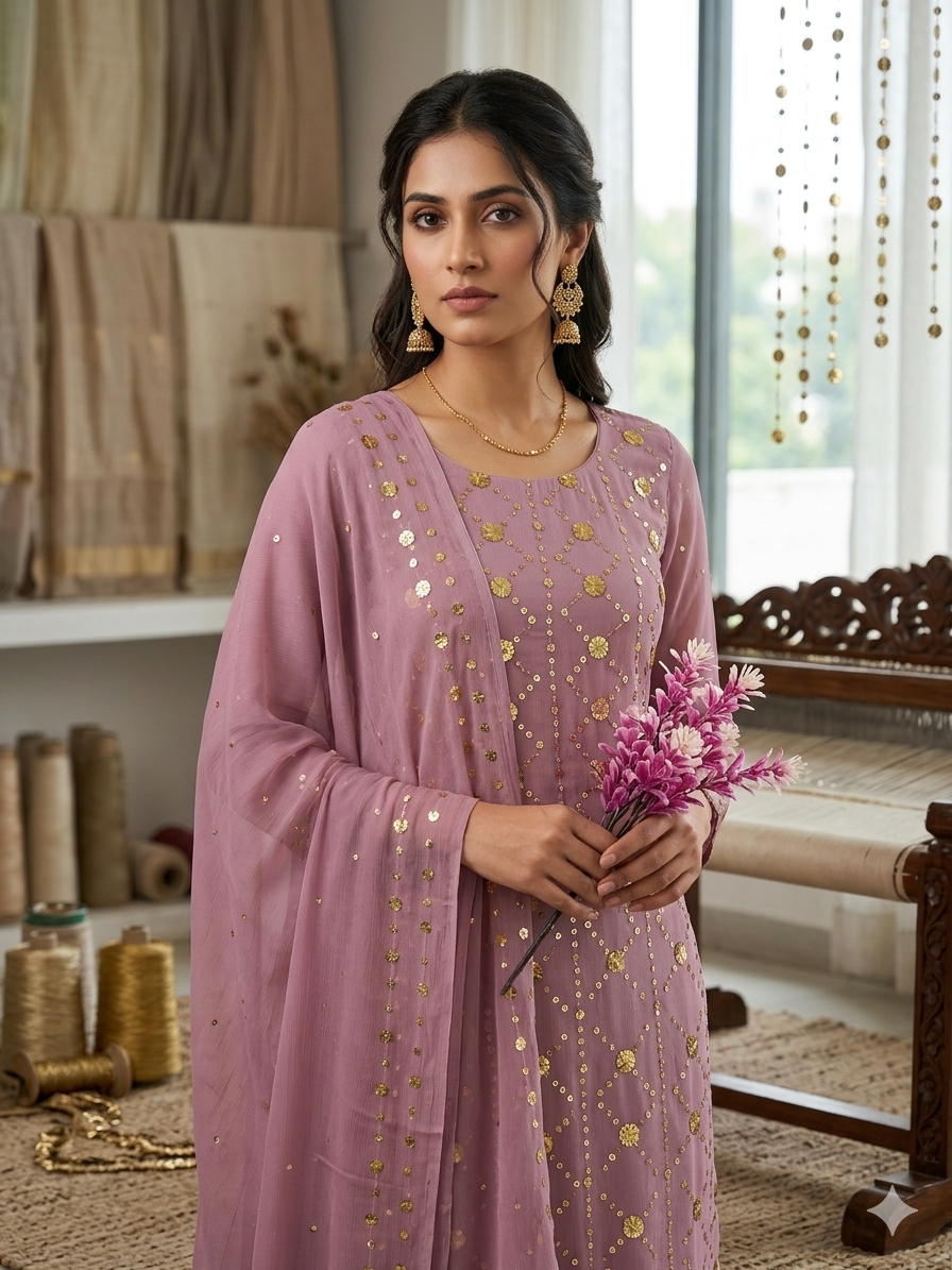 Chiffon with Traditional Tarkashi Work