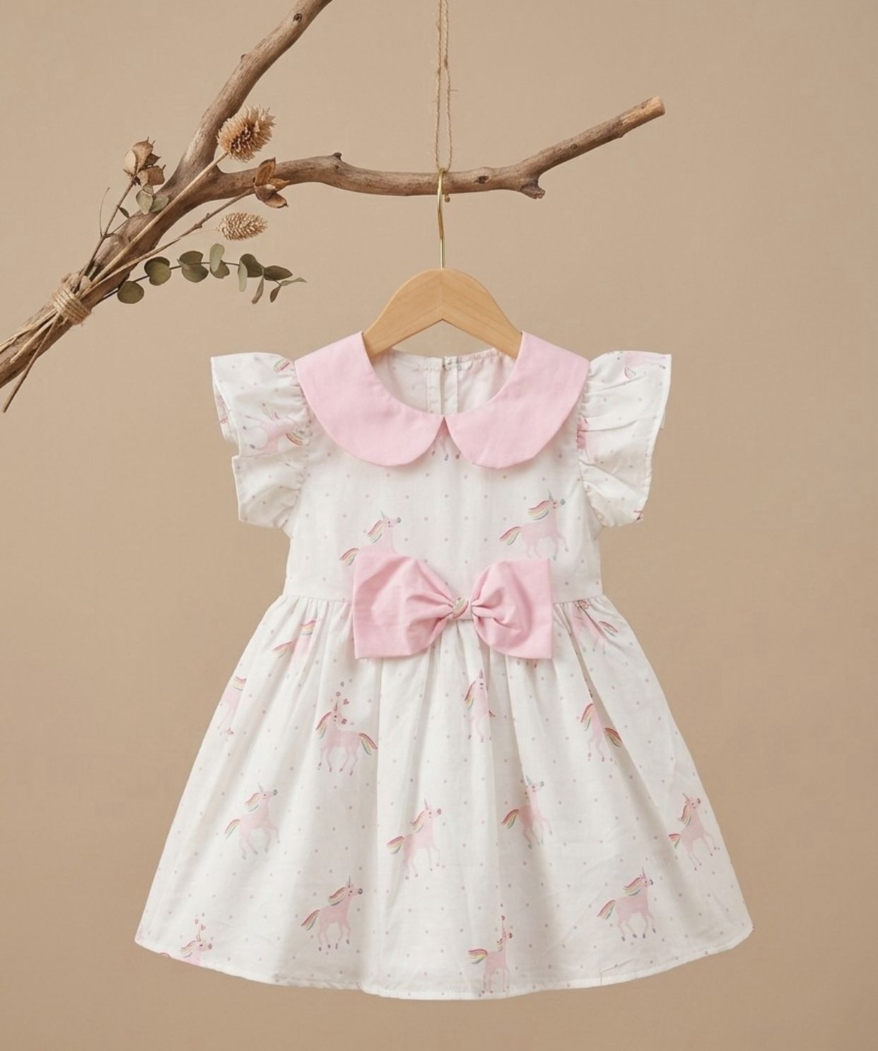 Pink Bow Cotton Dress