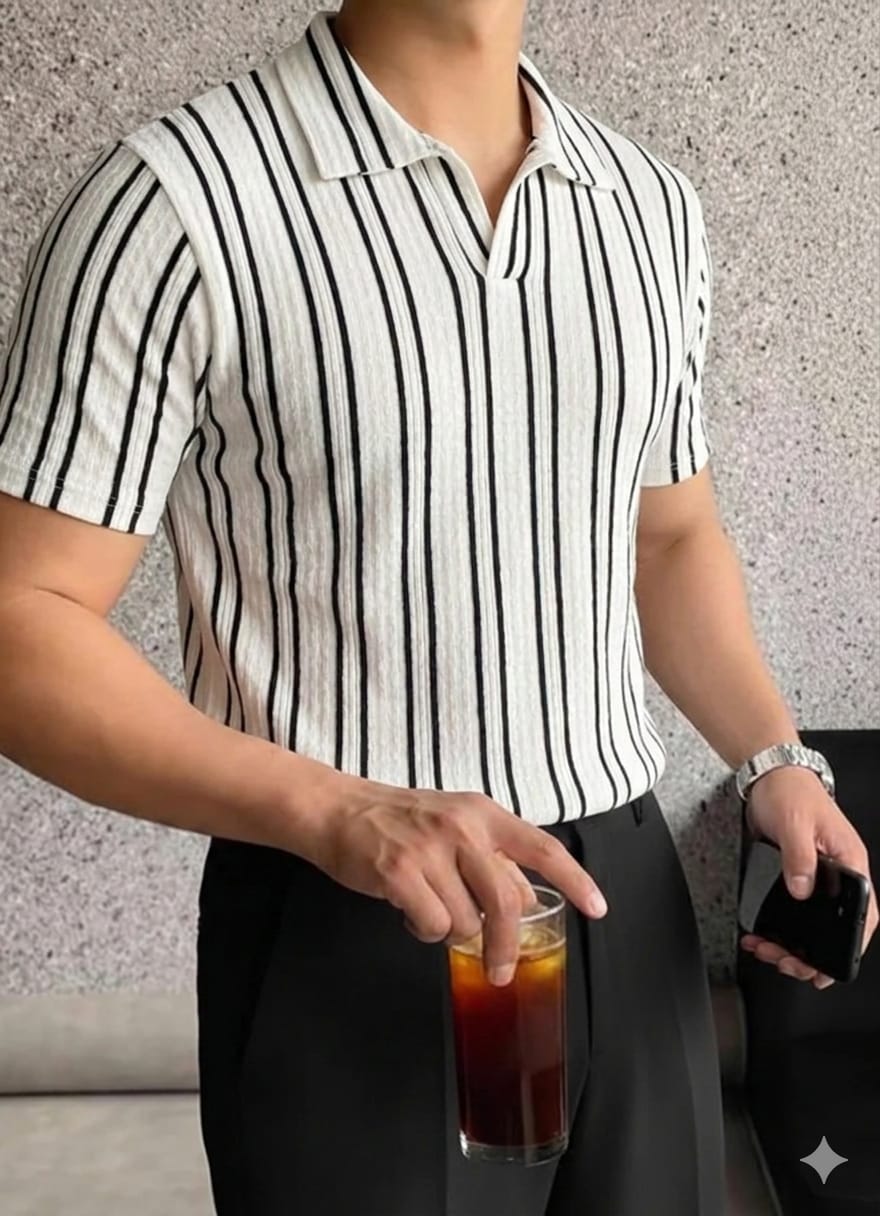 Modern Old Money Luxury Stripe Polo