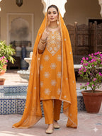 Exquisite Silver Bloom Chiffon Suit